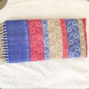 Vintage Express Blue Pink Color Block Floral Paisley Print Scarf